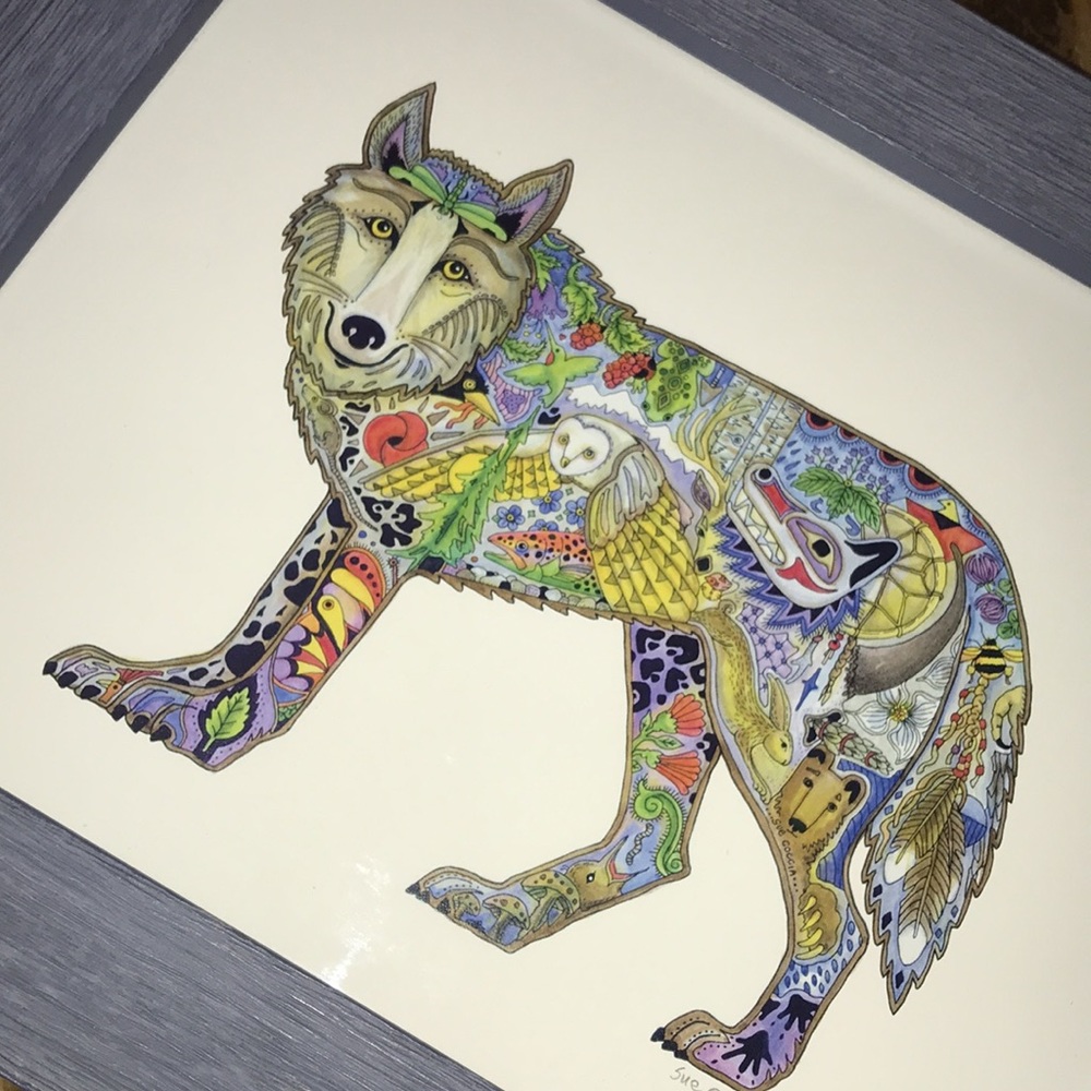 Wolf/Standing Sue Coccia Signed Framed Print